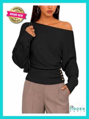 Off Shoulder Sweater Batwing Sleeve Pullover Top